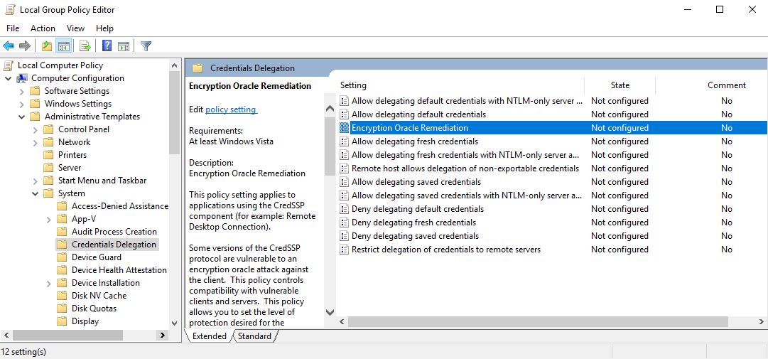 regedit encryption oracle remediation